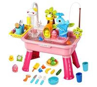 Kids Play Sink with Running Water | 54x29x53cm Electric Faucet Toy Set | Pretend Kitchen Water Play Table with Accessories | For ToddlēŘѕ Boys Girls Role Plays Learning Sensory Activity