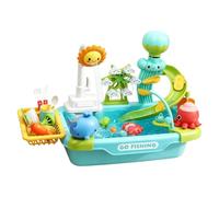 Kids Play Sink with Running Water - ABS 52x29x37cm Electric Circulating Water Toy Set 1500g Interactive Fishing Washing Dish Slide Ẃater For Early Learning Bath