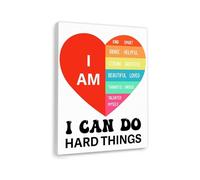 Kids Positive Affirmations Canvas Print, Encouraging Kindness Quote Wall Art for Children's Room, Preschool and Elementary Classroom(Framed,08x12inch(20x30cm))