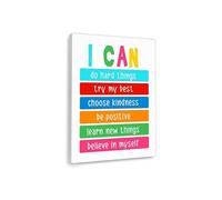 Kids Positive Affirmations Canvas Print, Motivational “You Can Do It” Wall Art for Children's Room, Preschool and Elementary Classroom(Unframed,12x18inch(30x45cm))