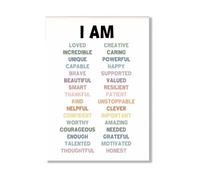 Kids Positive Affirmations Poster, I AM Smart Loved Kind Mantra, Mental Health Decor for Children's Room, Motivational Growth Mindset Wall Art(Framed,08x12inch(20x30cm))