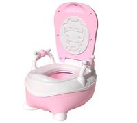 Kids Potty with Handle Cow-shaped Ergonomic Toddler Potty with Drawer Toilet Bowl & PU Cushion Non-slip Splash-Proof 60kg Load PP Training Toilet for 0-6 Years Old Kids