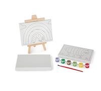 KIDS PREFERRED 10669 Veces de Juego para niños con Motivos de La pequeña Oruga, Incluye Plantilla de Tres lienzos (2 x, 1 x en Blanco), Pincel y Paleta de Colores