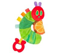 Kids Preferred Eric Carle - Juguete sensorial para niños pequeños, la oruga muy hambrienta, con rodaja naranja arrugada y anillo mordedor para asiento de coche y cochecito