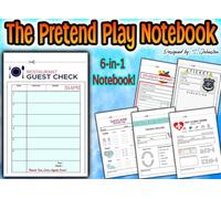 Kids Pretend Play Notepad Book: All-in-One Book - Role Play Activity Book with Restaurant, Doctor, Report Card, Vet & Dentist Notepads for Screen-Free Fun