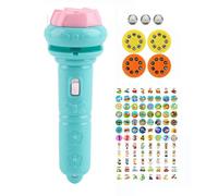 Kids Projector Flashlight, 3 in 1 Animal Pattern Torch Toy with Slide Discs Educational Night Light Projector for Toddlers (Blue Model with 8 Patterns (Free Battery))