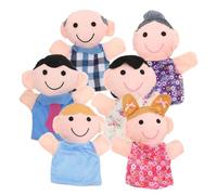 Kids Puppets - 6X Plush Character Puppets, Cartoon Family Figures, Soft Stuffed Toys, Engaging Storytelling Playset, Educational Role Play Accessory | Creative Theater Activity for Boys Girls Kids
