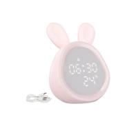 Kids - Reloj de noche electrónico CC 5 V/1 A, alimentado por Abspc Sustancia 1500 mAh, batería recargable, reloj despertador en forma de conejo que tiene noche para luz (rosa)