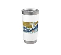 Kids Retro Vintage Surfing A Wave Pet Crested Gecko Lover Vaso térmico de acero inoxidable de doble pared