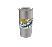 Kids Retro Vintage Surfing A Wave Pet Crested Gecko Lover Vaso térmico de acero inoxidable de doble pared
