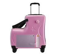 Kids Ride Suitcase | 3-Digit Password Lock Kids Ride Travel Luggage | 20in Trolley Case With Seat Belts | Handlebars Pedals Silent Wheels for Boys and Girls, Sturdy Carry- Luggage for Children