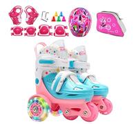 Kids Rollers Skate, Ruedas de Juegos, Patines de Puntos para Principiantes, Rueda iluminada con construcciones livianas, tamaño Ajustable para niños de 3 a 8 años y Pista de Patinaje, 27-30 Yarda