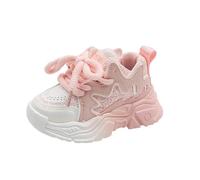 Kids Running Shoes Girls Wide Fit Sports Walking Trainers Teen Girl Sneakers Breathable Soft Lace up Mesh Upper Non-Slip Thick Chunky Sole Tennis Shoes for Little/Big Kids