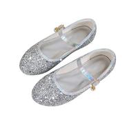 Kids Sequins Dress Flats Girls Silver Glitter Mary Jane Shoes Soft Sole Ballet Jazz Dance Shoes Children Bling Party Flat Sandals Princess Wedding Sparkly Bridesmaid Sandals