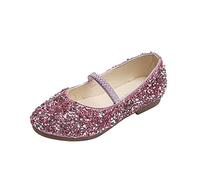 Kids Sequins Dress Flats Girls Sparkly Princess Mary Jane Shoes Children Glitter Bowkont Soft Ballet Tap Shoes Teen Girls Bright Diamond Crystal Sandals for Birthday Wedding