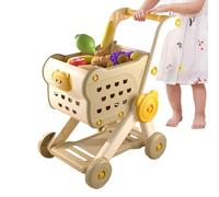Kids Shopping Cart Playset, Push Toy Pretend Food, Educational Grocery Cart, 27 x 40 x 50 cm, Practice, Role Play Fun for Boys Girls Ages 3 and Up Walking Skills Promotes Family