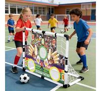 Kids Soccer Goals, 3 Height Adjustable Sports Game Set with Portable Football Training Net, Durable Foldable Frame for Backyard Playground Indoor Living Room Practice