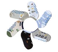 KIDS SOCKS 6 pares de calcetines cortos para niño, de algodón, de colores, antideslizantes, modelo de verano, fantasmas (altura del tobillo), Combinación 4, 32-36