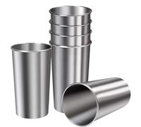 Kids Stainless Steel Cups Set of 6, 600ml Stackable Water Cup, Unbreakable Metal Drinking Glasses for Coffee Juice Wine, Reusable Cups for Home Dining and Restaurants 600ml