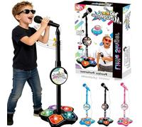 Kids Star Microphone with Stand, 2026 New Microphone Toy with Music & Lights for Kids, Fun & Easy-to-Use Karaoke Toy for Boys and Girls Singing (Black)