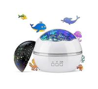 Kids' Star Projector Night Light with Moon & Sea Animal Design for Bedroom Decor