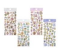 Kids Stickers, 4 Pieces Cute Funny Supplies, 3D Embossed Crystal Children's Stickers for Scrapbooking, Journals, Cards, Planners, Wrapping, Diaries, Classroom, School, Preschool Students