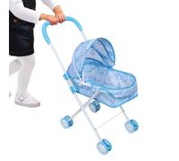 Kids Stroller Toy - Metal, Fabric 24x44x55cm | Adjustable Awning Foldable | Little Girls Pretend Play Stroller | For Children Preschool Home Daycare Nursery Indoor Outdoor Playing