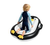 Kids Surf Float, Penguin Water Slide, Inflatable Surfboard Water Resistant Design, Portable Pool Rider Stable Float, Handle Safety Grip Secure Hold, Beach Lake Party Use