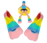 Kids Swim Fins - Silicone Swimming Training Fins | Freestyle Swimming Flippers | Short Swim Fiins ,Breaststroke Swiim Finss Free Diving Fin Beach Flipper For Adults , Children Men and Women