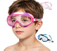 Kids Swimming Goggle, Wide View Anti Fog, Uv Protection Glasses, Adjustable Leak Proof Swim Eyewear Set, Nose Clip Earplug Included, Pool Training Water Sports Gear for Outdoor Use 6,3 x 2,95 pulgadas
