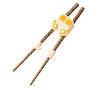 Kids Training Chopsticks - Wood Silicone, 18.1cm - Cute Car Shape Utensil For Beginners - Reusable Left Right Handed For Children Travel
