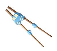 Kids Training Chopsticks - Wood Silicone, 18.1cm - Cute Car Shape Utensil For Beginners - Reusable Left Right Handed For Children Travel