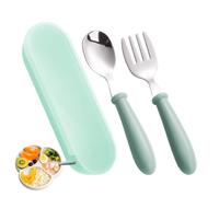 Kids Utensil Sets - Dishwasher Safe Cutlery, Travel Size with Storage Case, Food Grade Stainless Steel, Stress Reliever Ergonomic Grip, for Camping Picnic Outdoor Eating Feeding