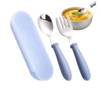 Kids Utensil Sets - Dishwasher Safe Cutlery, Travel Size with Storage Case, Food Grade Stainless Steel, Stress Reliever Ergonomic Grip, for Camping Picnic Outdoor Eating Feeding