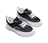 Kids Walking Trainers Girls Mesh Wide Fit Easy Fasten Sports Running Cheer Shoes Teen Girl Sneakers Breathable Soft Lace up Mesh Upper Non-Slip Thick Chunky Sole Tennis Shoes for Little/Big Kids