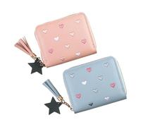 Kids Wallet Girl 2-Pieces Cute Portable Cad Keychain Pouch with Giv Zipper | Girls' Novelty Wallets for Birthday Christas Easter Party Travel School Women