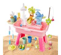 Kids Water Table - 4 in 1 Sensory Play Sink Set, Interactive WaterPlay Table with Pump and Running Water, Educational Outdoor Summer Toy for Boys Girls Ages 4-8, Sensory Learning Activity Set
