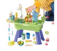 Kids Water Table - Outdoor Sensory Activity Playset | 4in1 PlaysSink with Running Water Pump for Boys Girls Ages 4-8, Summer Backyard Toy with Splash Basin, Pretend Washing Station, Beach Garden Fun