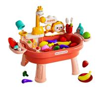 Kids Water Table, Outdoor Splash Plays Station, Pretend Kitchen Role Toy Set, Fishing Game Activity Center, Multi-Feature Sensory Table, for Preschool, Patio, Daycare, Camping, 60x33x44cm Pink Green