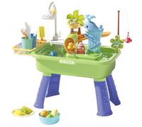 Kids Water Table, Sand Sensory Toy, Interactive Educational Station, Built-In Water Pump, Skill-Building Play Design, for Backyard Beach Outdoor Home Playtime Use, 21.26x11.42x20.87 Inches