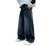 Kids Wide Leg Baggy Jeans Boys Oversized Elastic Waist Washed Denim Trousers Vintage Y2K Hip Hop Denim Pants Teenager Loose Fit Casual Jeans Trendy Streetwear for Spring Summer