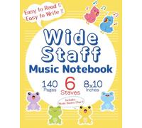 Kids Wide Staff Music Notebook - English -: Blank Manuscript Paper for Kids & Beginners | Easy Writing with Wide Staff (6 Staves Per Page) | Includes ... | Yellow (Clef & Staff Music Notebooks)
