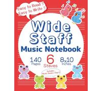 Kids Wide Staff Music Notebook - English -: Blank Manuscript Paper for Kids & Beginners | Easy Writing with Wide Staff (6 Staves Per Page) | Includes ... | Red (Clef & Staff Music Notebooks)