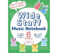Kids Wide Staff Music Notebook - English -: Blank Manuscript Paper for Kids & Beginners | Easy Writing with Wide Staff (6 Staves Per Page) | Includes ... | Green (Clef & Staff Music Notebooks)