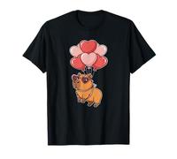 Kids Womens Girls Valentines Day Heart Balloons Capybara Camiseta