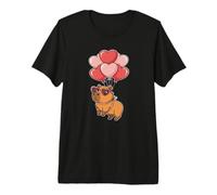 Kids Womens Girls Valentines Day Heart Balloons Capybara Camiseta Premium