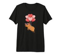 Kids Womens Girls Valentines Day Heart Balloons Capybara Camiseta Premium