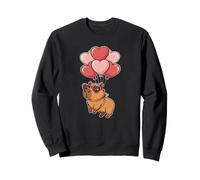 Kids Womens Girls Valentines Day Heart Balloons Capybara Sudadera