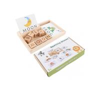 Kids Wooden Learning Blocks Toys ABC Building Blocks English Letters 8 Blocks 30 Cards Wooden Blocks Sorting Game Board for Children