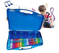 Kids xylophone 25 nota Carreras de metal coloridas Glockenspiel con estuche y dos mazos de percusión xilófono para principiantes enseñando música a niños regalos de más de 4 años, azul